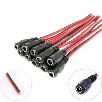 10 шт., женский разъем кабеля питания постоянного тока, 5,5x2,1 мм, штекерный провод, 2-контактный адаптер, штыри кабеля, разъем для телевизора, светодиодная лента, световая лента