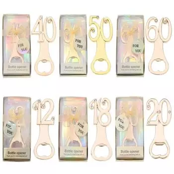 10 шт. Золотая открывалка для бутылок на 18, 30, 40, 50, 60 лет, день рождения, годовщина свадьбы, украшение, подарок, гости 18