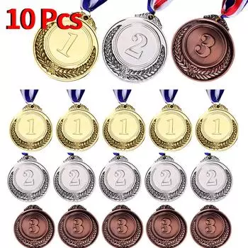 10 шт. золотая серебряная медная наградная медаль для вечеринки, спортивные школьные соревнования, награды за спортивные соревнования, сувенирные подарки