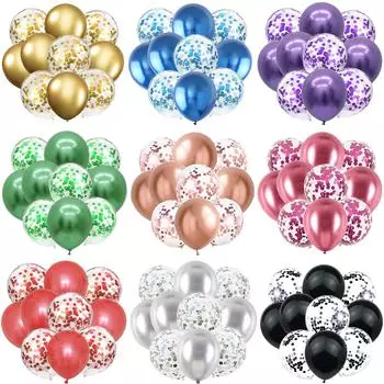 10 шт. золотисто-серебристые металлические латексные шары-конфетти для детского душа, свадьбы, нового года, дня рождения, вечеринки, украшения матовые