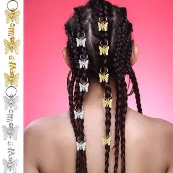 10 шт. золотые дреды с бабочками, бусины для волос, дреды, кольца для волос невесты, декор, плетение, заколки, косички, аксессуары для укладки