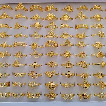 10 шт., золотые глянцевые кольца, модные женские кольца, аксессуары