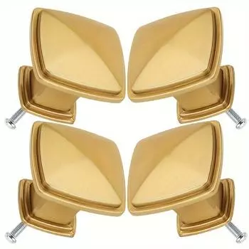 10 шт. Золотые квадратные алюминиевые ручки для кухонного шкафа, ручки для ящиков, 1,21 дюйма, винтажные ручки для шкафов, гардеробов (с 2 винтами разного размера) 10pcs