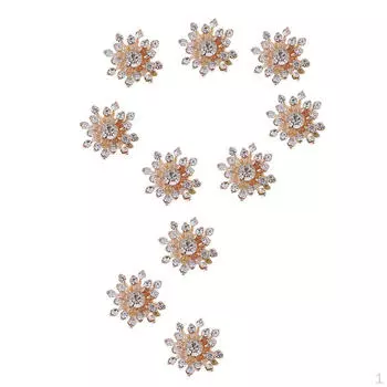 10 шт., золотые металлические стразы, цветочные украшения, пуговицы с плоской задней частью, хрустальные пуговицы для шитья, сделай сам, для
