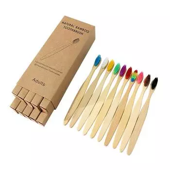 10 шт. зубная щетка экологически чистая радужная бамбуковая зубная щетка из мягкого волокна биоразлагаемая щетка для зубов твердая бамбуковая ручка зубная щетка LXY Adults