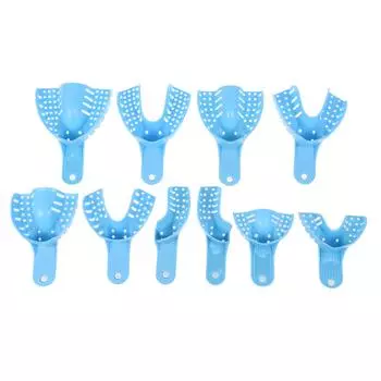 10 шт. зубные слепочные лотки, стоматологические принадлежности, держатель для зубов, пластиковые инструменты для стоматолога синий