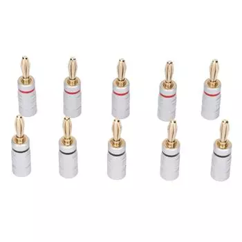 10 шт. звуковой разъем типа «банан» 24-каратного золота с двойным винтовым фиксатором для акустических проводов домашнего кинотеатра