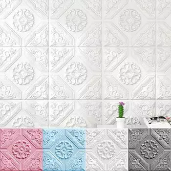 10 штук 13,78 * 13,78 дюймов DIY3D Европейская настенная плитка Самоклеящаяся настенная плита Пенокартон Домашнее украшение Гостиная Спальня Потолок Стена для телевизора белый