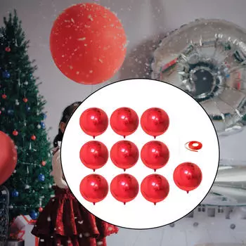 10 штук 22-дюймовых фольгированных шаров с лентой и трубкой для надувания круглой формы для вечеринок Red