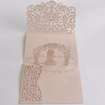 10 штук 3D Pop Up открыток с уникальным дизайном жениха и невесты, держащихся за руки. Приглашения на свадьбу на годовщину свадьбы для жениха и невесты. золотой