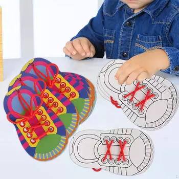 10 штук Детские развивающие доски Монтессори игрушки завязывание шнурков для малышей обучение познавательные Style A