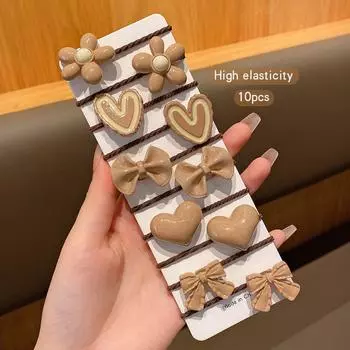 10 штук кофейного цвета корейская версия высокая эластичность прочная повязка на голову подходит для ежедневного использования с резинкой для волос