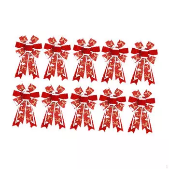 10 штук красных рождественских бантов из лент, украшение на елку для упаковки подарков для младенцев