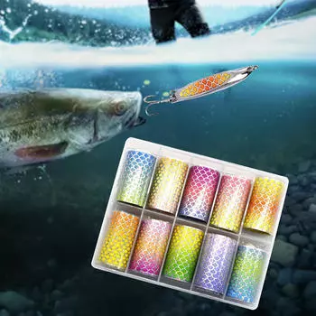 10 штук наклейка на приманку, пленка, флеш, водонепроницаемая, сделай сам, лента-наклейка с имитацией чешуи для поделок, металл
