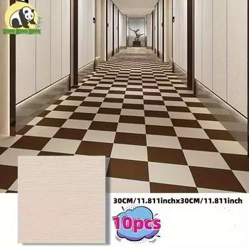 10 штук нескользящей напольной плитки, коврового покрытия, самоклеящейся квадратной наклейки для ковра, препятствующей обрастанию коричневый
