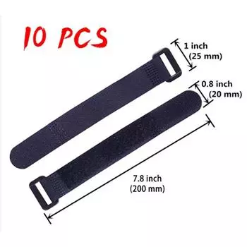 10 штук ремней с застежкой-липучкой Reverse Buckle, ремешок для велосипедного тахографа, проволочный ремешок 2.5*20CM чёрный