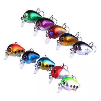 10 штук рыболовных приманок, жесткие приманки, искусственные воблеры с крючком для