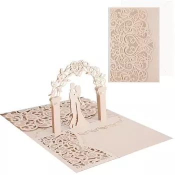 10 штук в упаковке 3D полые поздравительные открытки свадебные приглашения юбилейные всплывающие открытки с уникальным дизайном жениха и невесты, держащихся за руки, для свадебной вечеринки золотой
