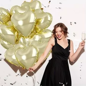 10 штук, воздушные шары из алюминиевой фольги в форме сердца из белого золота - идеально подходят для свадеб, годовщин, Дня святого Валентина и дней рождения 18inch