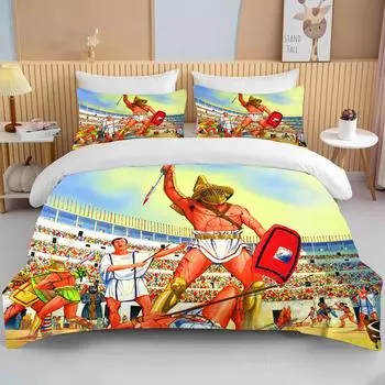 10 sizes Cartoon Roman Gladiator Bedding Set Colorful Home Textile Duvet Covers Pillowcases Bedclothes kids gift Bedding set EU single(135x200cm)