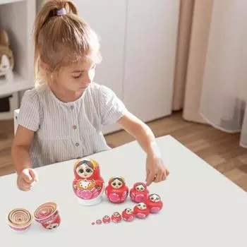 10-слойная матрешка деревянная русская матрешка развивающие игрушки для стола центральный элемент для домашнего декора детский подарок красный