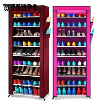 10-слойная полка для обуви с пылезащитной тканью, подставки для обуви из нетканого материала, органайзер для шкафа, домашний держатель для хранения обуви, полки