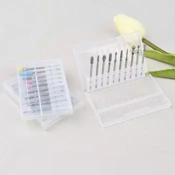 10 слотов для хранения пилок для ногтей сверла держатель контейнер кейс дисплей органайзер пластиковый маникюрный инструмент