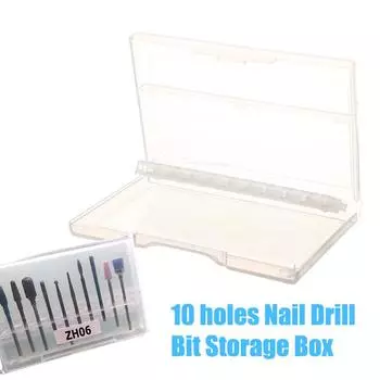 10 слотов для хранения пилок для ногтей сверла держатель контейнер кейс дисплей органайзер пластиковый маникюрный инструмент