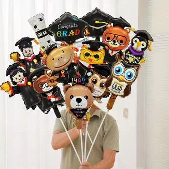 10 случайных мини-шариков из алюминиевой фольги для выпускного сезона, докторская шапочка, сова, плюшевый мишка, используются для дней рождения, выпускных церемоний, школьных годовщин