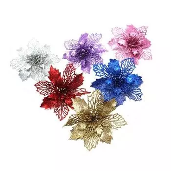 10 см искусственные цветы пуансеттии Рождественский венок Рождественская елка цветы украшения для вечеринки 6 шт.