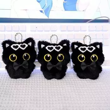 10 см милая черная кошка плюшевая игрушка кукла маленькая подвеска милые кошки брелки для девочек подарок плюшевая сумка подвеска сумка украшение чёрный