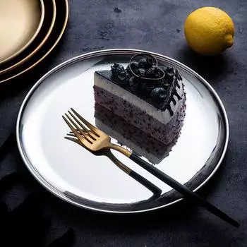 10 см нержавеющая сталь скандинавский круглый кухонный поднос для хранения ювелирных изделий кольцо витрина тарелка для торта фрукты закуски тарелка держатель для столовых приборов серебряный