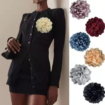 10 см тканевые броши в виде цветка камелии для женской одежды, ювелирные изделия, аксессуары для вечеринок темно-синий