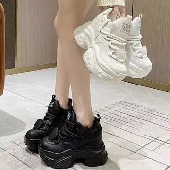 10 см толщина подошвы увеличивает рост универсальные белые туфли женские легкие повседневные спортивные туфли 34 белый