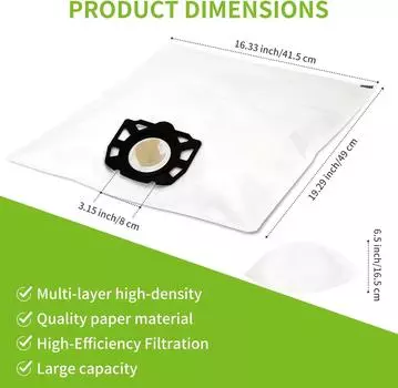 10 сменных фильтровальных мешков из флиса для пылесосов Karcher для влажной и сухой уборки - Для Karcher WD4, WD5, WD5/P, WD6 - Фильтровальные мешки для влажной и сухой уборки