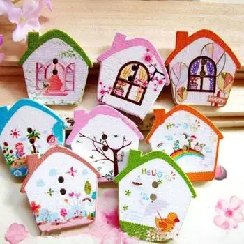 10/Смешанный цветочный домик, деревянная пуговица, шитье, скрапбукинг, сделай сам, потрясающее ремесло