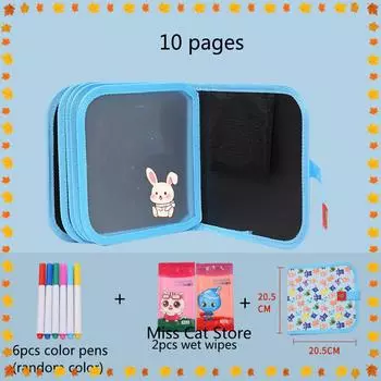 10 страниц детская мягкая доска для рисования игрушка креативная книга для рисования с цветными мелками на водной основе детская игрушка для рисования в подарок