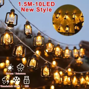 10 светодиодных лампочек Moon Star Castle, светодиодная гирлянда Eid Mubarak, украшение для дома на праздник Рамадан Карим, Eid Al Adha, EID, подарок на фонарь 1PC