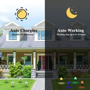 10 светодиодных солнечных грибовидных светильников, садовый декор, гирлянда, уличная водонепроницаемая ландшафтная рождественская гирлянда, гирлянда, лампа для патио 1PC