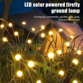 10 светодиодных солнечных садовых светильников, работающих на светлячках, водонепроницаемые, яркие садовые светильники для украшения патио, теплые 0-5W