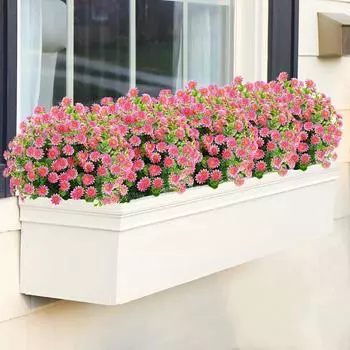 10 связок искусственных цветов, искусственные цветы ромашки для украшения на открытом воздухе, не выцветают, искусственные пластиковые цветы для сада, крыльца, оконного ящика, декор белый