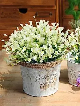 10 связок искусственных цветов Каллы для улицы, устойчивых к ультрафиолетовому излучению, искусственных растений, пластиковых летних цветов, подвесного горшка для дома и сада, декора для дома и сада фуксия