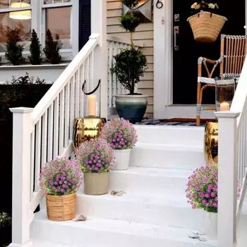 10 связок искусственных пластиковых цветов, искусственные цветы ромашки, уличные искусственные цветы для украшения, не выцветают, сад, крыльцо, оконный ящик, декор белый