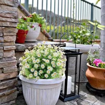 10 связок невыцветающих искусственных цветов ромашки, искусственные цветы для украшения, искусственный пластиковый цветок, сад, крыльцо, оконный ящик, декор белый