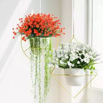 10 связок пластиковых растений искусственные цветы уличные растения устойчивые к ультрафиолетовому излучению зеленые кустарники домашний свадебный садовый декор белый