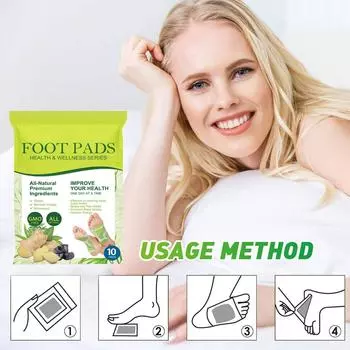 10 таблеток Пластыри для ног Натуральные травяные пластыри для снятия стресса и усталости для ног Пластыри для ног Улучшают сон белый