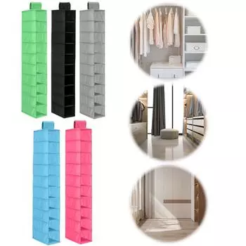 10 Tier Closet Hanging Shelf Foldable Clothes Sorting Organizer Clothes Storage Shelf for Clothes Organization and Storage Sky Blue