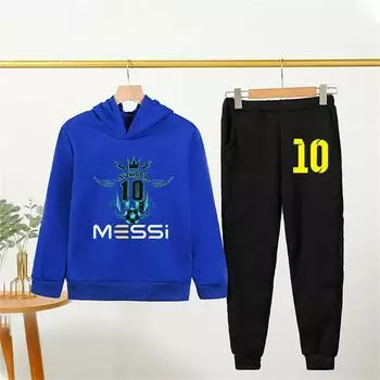 10 Толстовка Детский Рождественский подарок на день рождения Весна и осень Футбольный идол Толстовка + брюки Комплект Спортивный повседневный комплект 100