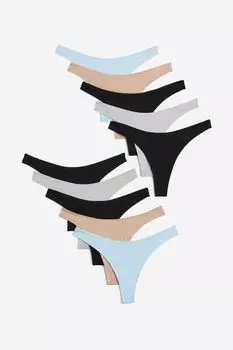 10 трусов-стрингов из хлопка