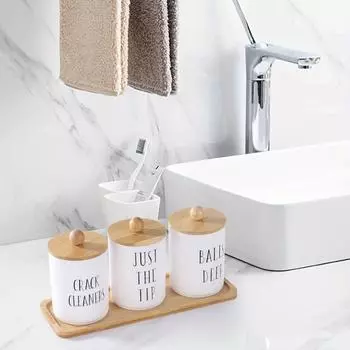 10 унций ватных палочек/шариков/дисков держатель с туалетным столиком, аптекарская банка для ватных палочек, прозрачные контейнеры для ванной комнаты диспенсер для хранения 3 шт. в упаковке белый